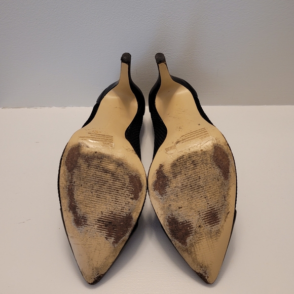 BCBGeneration Black Mesh & Leather Pointed-Toe Heels - Picture 3 of 3